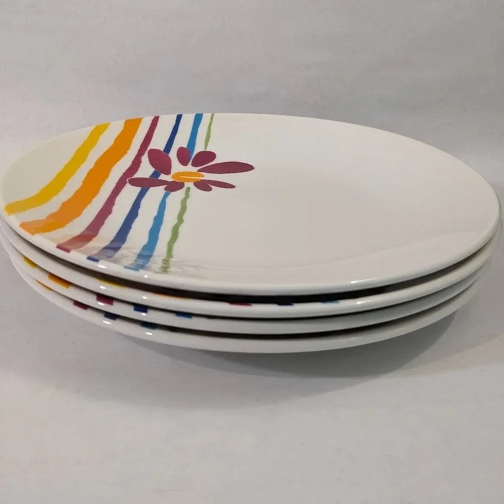 Vtg Pfaltzgraff Flourish 16 Piece Dinnerware Set Floral Stoneware Service 4